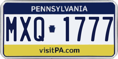 PA license plate MXQ1777