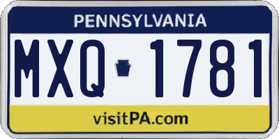 PA license plate MXQ1781