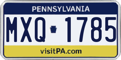PA license plate MXQ1785