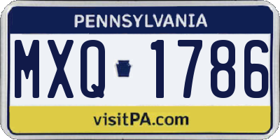 PA license plate MXQ1786