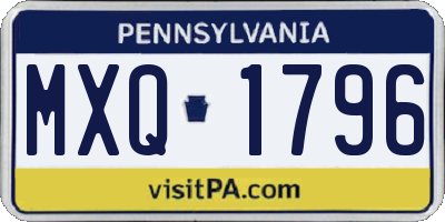 PA license plate MXQ1796