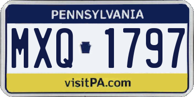 PA license plate MXQ1797