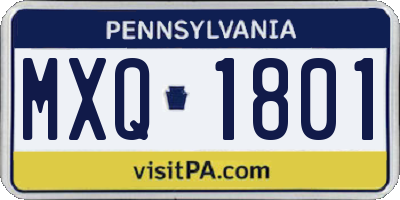PA license plate MXQ1801