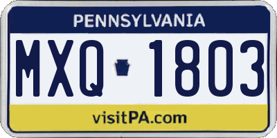 PA license plate MXQ1803