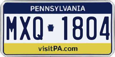 PA license plate MXQ1804