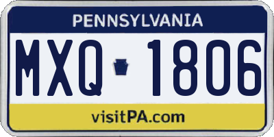 PA license plate MXQ1806