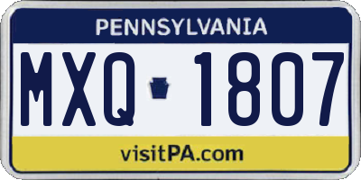 PA license plate MXQ1807