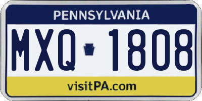PA license plate MXQ1808