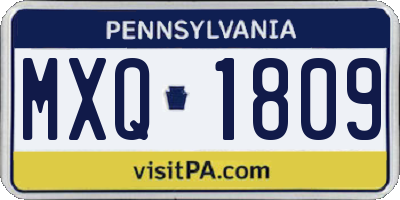 PA license plate MXQ1809