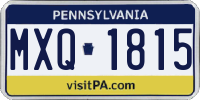 PA license plate MXQ1815