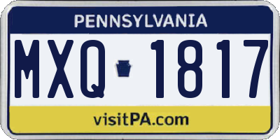 PA license plate MXQ1817
