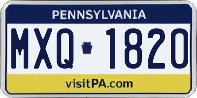PA license plate MXQ1820