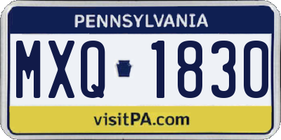 PA license plate MXQ1830