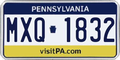 PA license plate MXQ1832