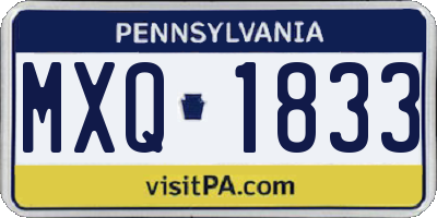 PA license plate MXQ1833
