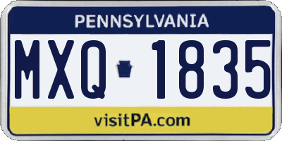 PA license plate MXQ1835