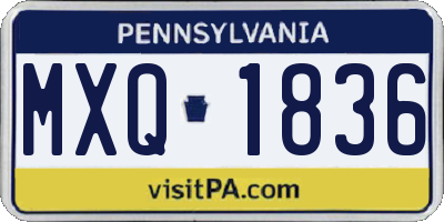 PA license plate MXQ1836