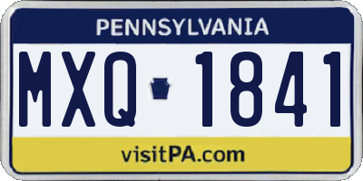 PA license plate MXQ1841