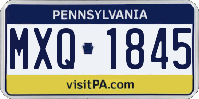 PA license plate MXQ1845