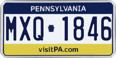 PA license plate MXQ1846