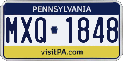 PA license plate MXQ1848