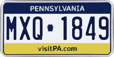 PA license plate MXQ1849
