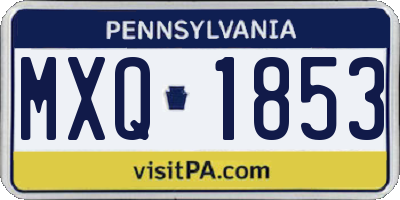 PA license plate MXQ1853