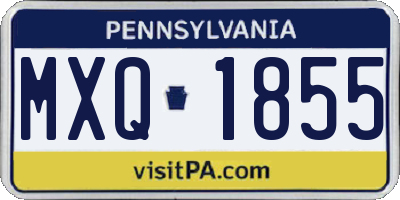 PA license plate MXQ1855