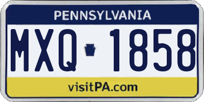 PA license plate MXQ1858