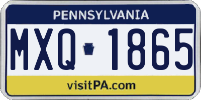 PA license plate MXQ1865