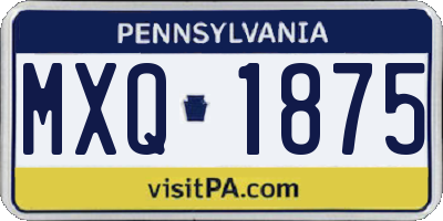 PA license plate MXQ1875