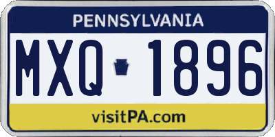 PA license plate MXQ1896