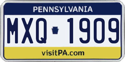 PA license plate MXQ1909