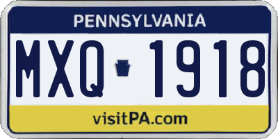 PA license plate MXQ1918