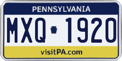 PA license plate MXQ1920