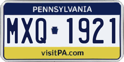 PA license plate MXQ1921