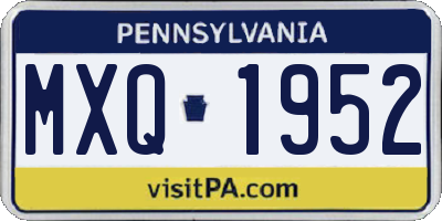PA license plate MXQ1952