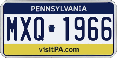 PA license plate MXQ1966