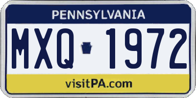 PA license plate MXQ1972
