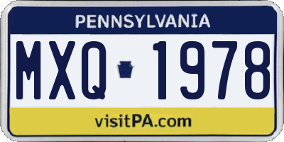 PA license plate MXQ1978
