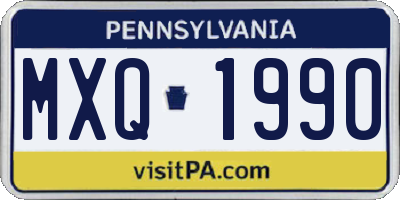 PA license plate MXQ1990