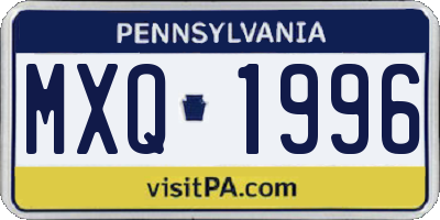 PA license plate MXQ1996
