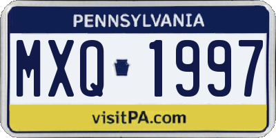 PA license plate MXQ1997