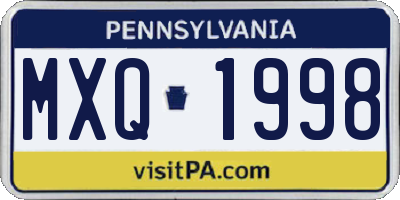 PA license plate MXQ1998