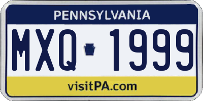 PA license plate MXQ1999
