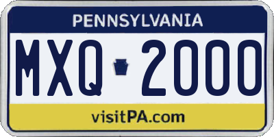PA license plate MXQ2000