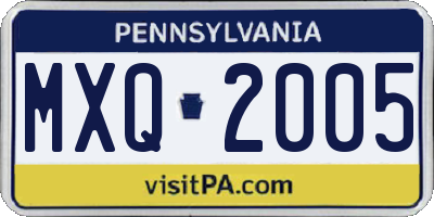 PA license plate MXQ2005