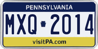 PA license plate MXQ2014