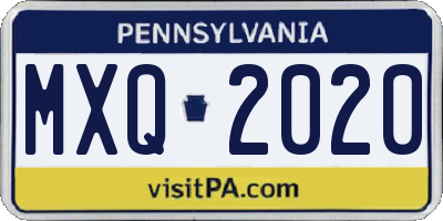 PA license plate MXQ2020