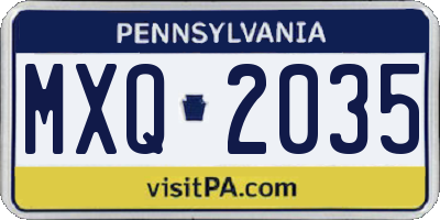 PA license plate MXQ2035